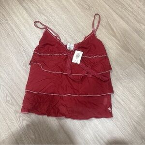 NWT Abercrombie & Fitch Red Ruffled Top